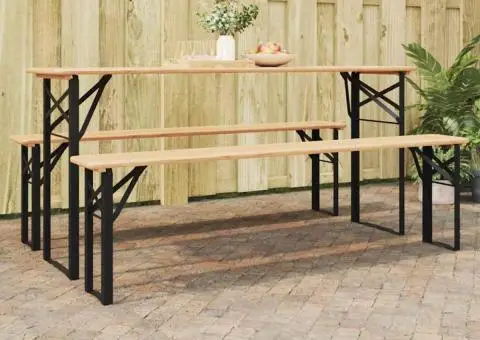 Bancă bere cu picioare pliabilă 2buc negru vopsit electrostatic - 1/5