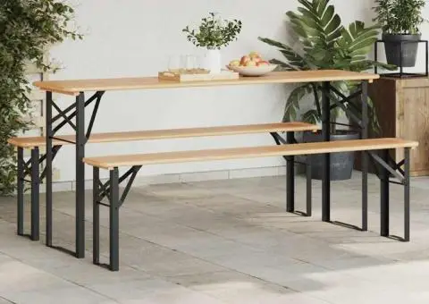 Bancă bere cu picioare pliabilă 2buc negru vopsit electrostatic - 4/5