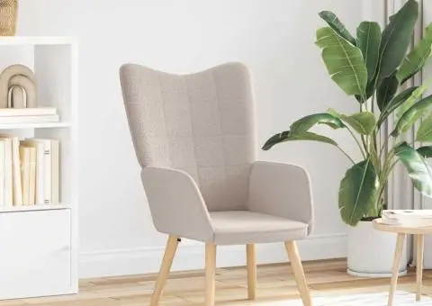 Fotoliu de relaxare, gri deschis, material similar lână - 1/5