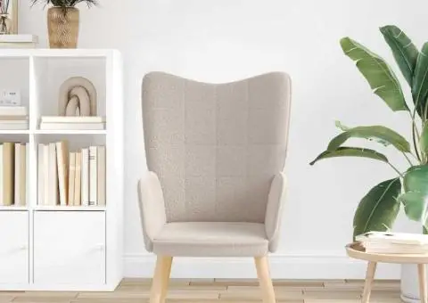 Fotoliu de relaxare, gri deschis, material similar lână - 3/5