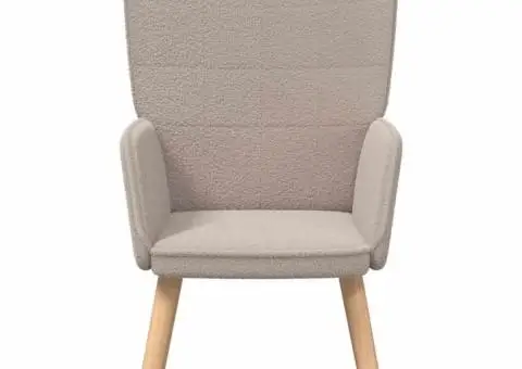 Fotoliu de relaxare, gri deschis, material similar lână - 4/5