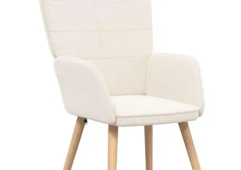 Fotoliu de relaxare, crem, material similar lână - 2/5