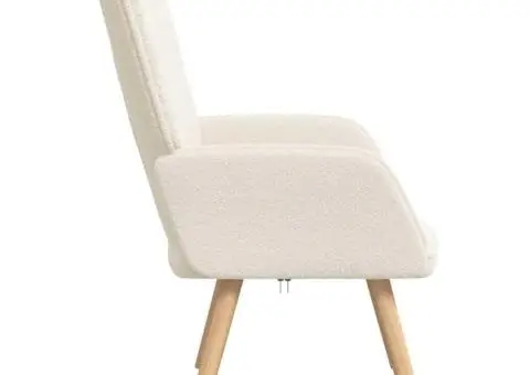 Fotoliu de relaxare, crem, material similar lână - 5/5