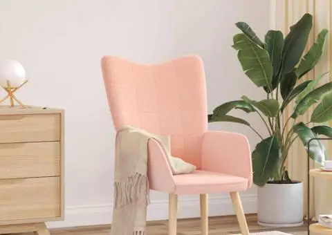 Fotoliu de relaxare, roz, material similar lână - 1/5