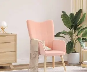 vidaXL Fotoliu de relaxare, roz, material similar lână