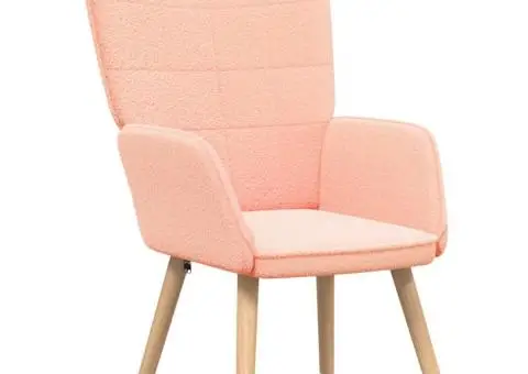 Fotoliu de relaxare, roz, material similar lână - 2/5