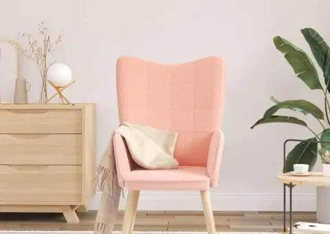 Fotoliu de relaxare, roz, material similar lână - 3/5