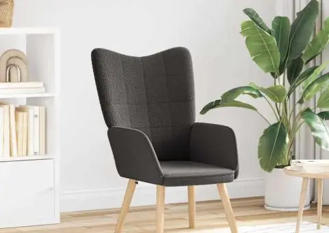 Fotoliu de relaxare, gri închis, material similar lână - 1/5