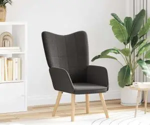 vidaXL Fotoliu de relaxare, gri închis, material similar lână
