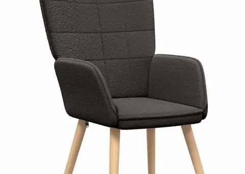 Fotoliu de relaxare, gri închis, material similar lână - 2/5