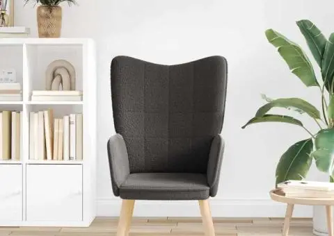 Fotoliu de relaxare, gri închis, material similar lână - 3/5