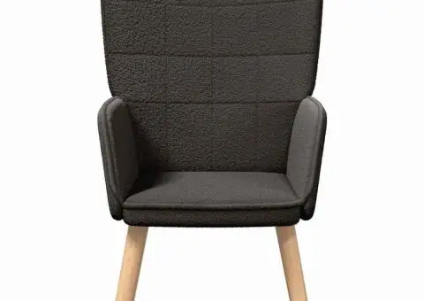 Fotoliu de relaxare, gri închis, material similar lână - 4/5