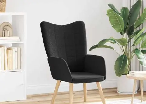 Fotoliu de relaxare, negru, material similar lână - 1/5