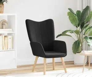 Fotoliu de relaxare, negru, material similar lână