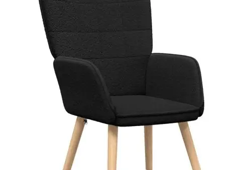 Fotoliu de relaxare, negru, material similar lână - 2/5