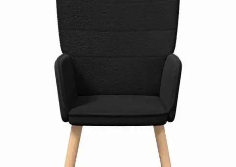 Fotoliu de relaxare, negru, material similar lână - 4/5