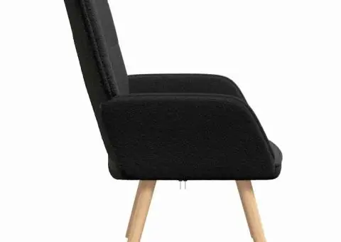 Fotoliu de relaxare, negru, material similar lână - 5/5