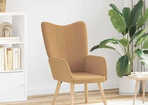 Fotoliu de relaxare, bej, material similar lână - 1/5