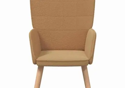 Fotoliu de relaxare, bej, material similar lână - 4/5