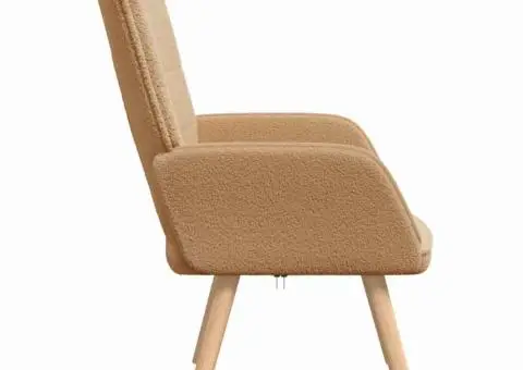 Fotoliu de relaxare, bej, material similar lână - 5/5