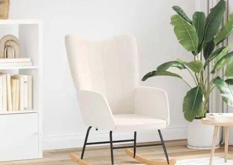 Fotoliu de relaxare, crem, material similar lână - 1/5