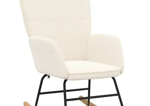 Fotoliu de relaxare, crem, material similar lână - 2/5