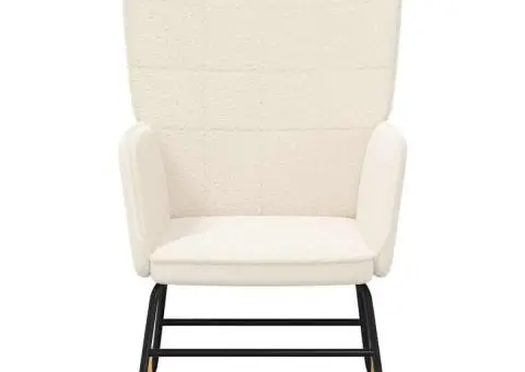 Fotoliu de relaxare, crem, material similar lână - 4/5