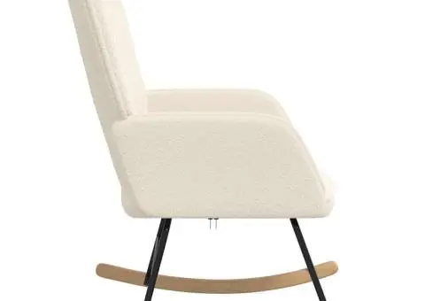 Fotoliu de relaxare, crem, material similar lână - 5/5