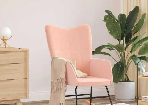 Fotoliu de relaxare, roz, material similar lână - 1/5