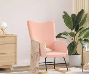 vidaXL Fotoliu de relaxare, roz, material similar lână