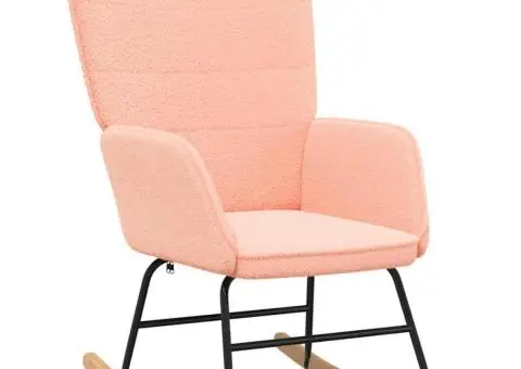 Fotoliu de relaxare, roz, material similar lână - 2/5