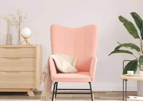 Fotoliu de relaxare, roz, material similar lână - 3/5