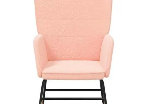 Fotoliu de relaxare, roz, material similar lână - 4/5