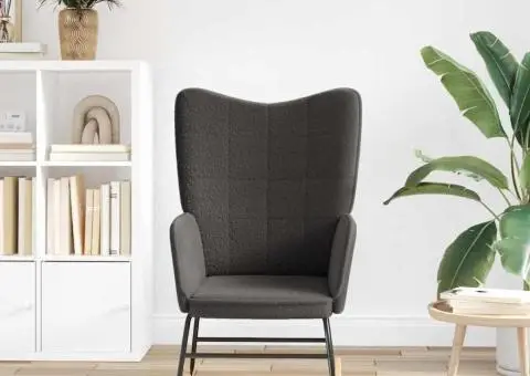 Fotoliu de relaxare, gri închis, material similar lână - 3/5