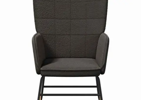 Fotoliu de relaxare, gri închis, material similar lână - 4/5