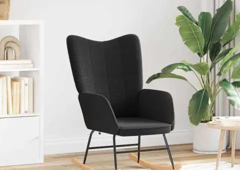 Fotoliu de relaxare, negru, material similar lână - 1/5