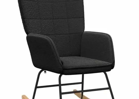 Fotoliu de relaxare, negru, material similar lână - 2/5