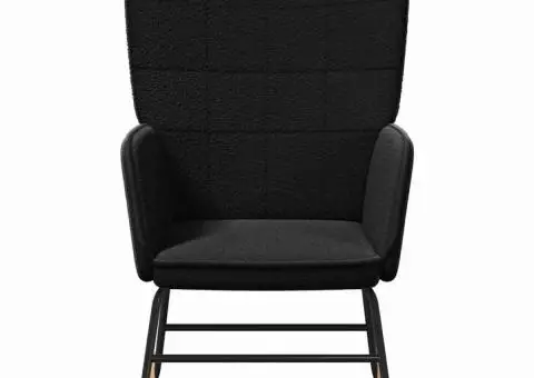 Fotoliu de relaxare, negru, material similar lână - 4/5