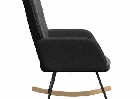 Fotoliu de relaxare, negru, material similar lână - 5/5