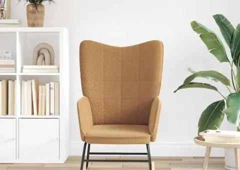 Fotoliu de relaxare, bej, material similar lână - 3/5