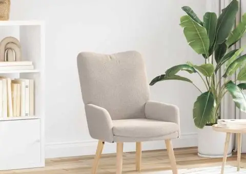 Fotoliu de relaxare, gri deschis, material similar lână - 1/5