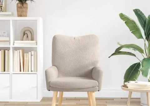 Fotoliu de relaxare, gri deschis, material similar lână - 3/5