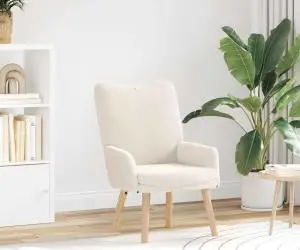 Fotoliu de relaxare, crem, material similar lână