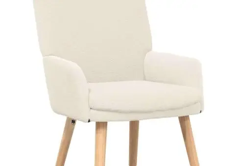 Fotoliu de relaxare, crem, material similar lână - 2/5