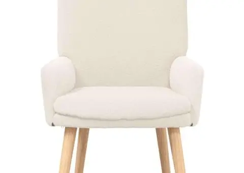 Fotoliu de relaxare, crem, material similar lână - 4/5