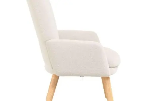 Fotoliu de relaxare, crem, material similar lână - 5/5