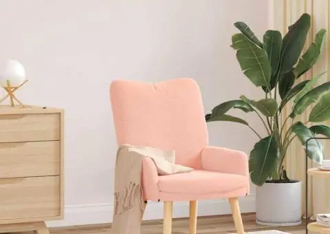 Fotoliu de relaxare, roz, material similar lână - 1/5