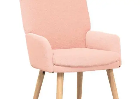 Fotoliu de relaxare, roz, material similar lână - 2/5