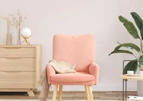 Fotoliu de relaxare, roz, material similar lână - 3/5