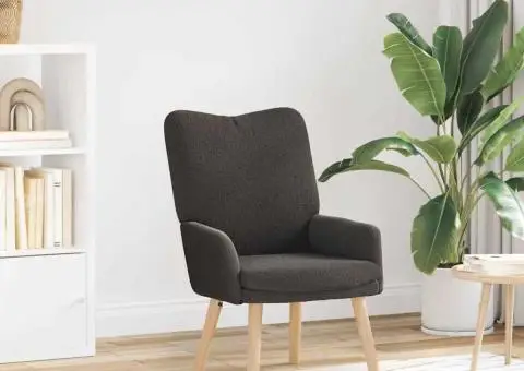 Fotoliu de relaxare, gri închis, material similar lână - 1/5